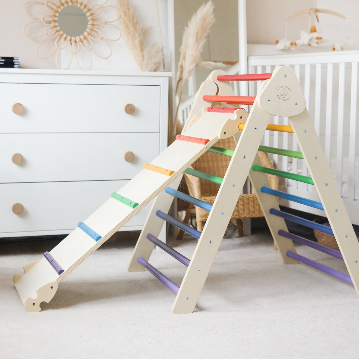 Indoor Foldable Climbing Triangle and Slide, Montessori Toddler Climbing Gym