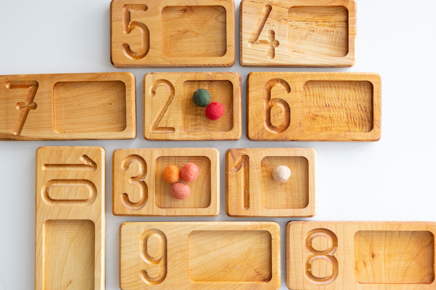 Number Wooden Counting Boards, Maths Number Trays - Equal Size