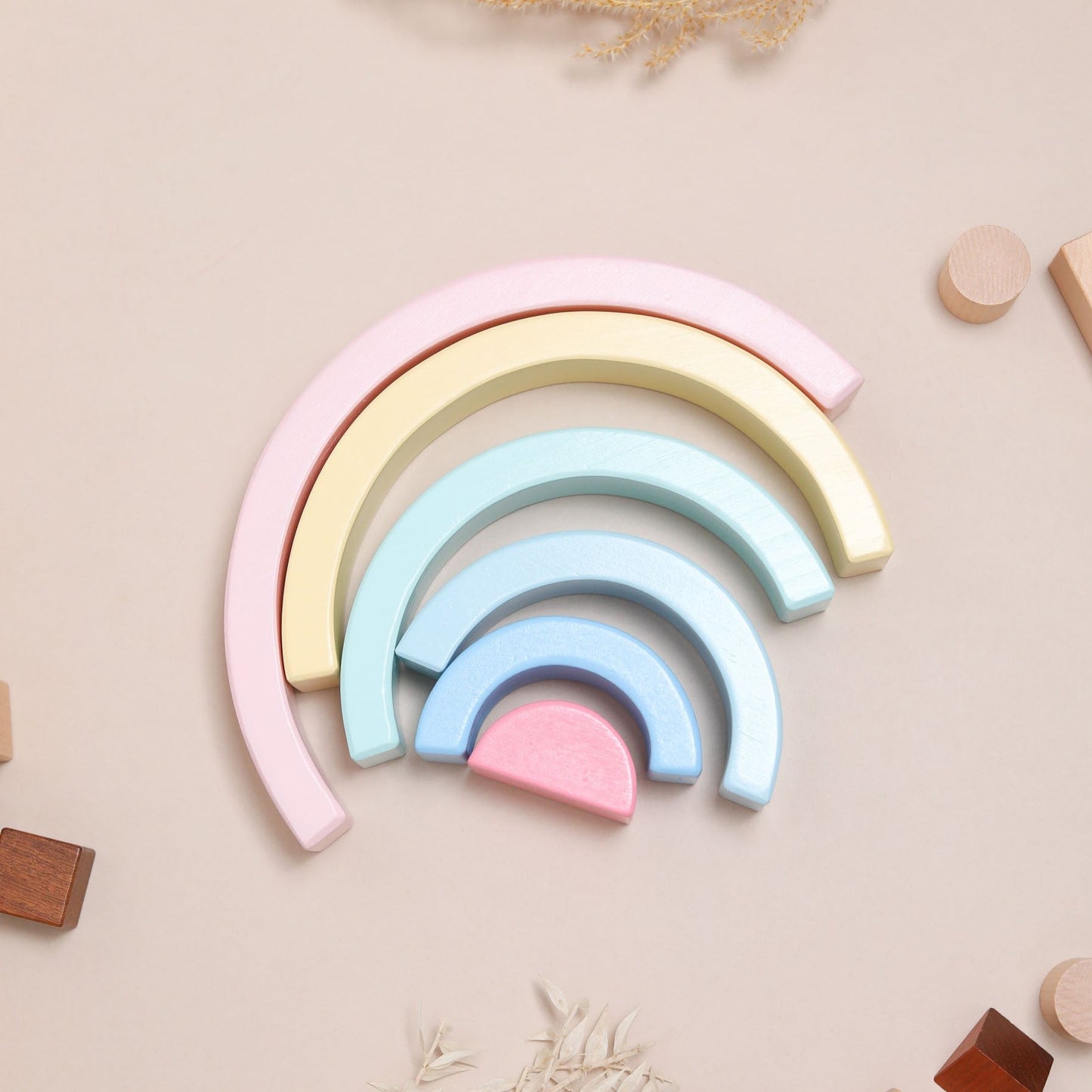 Wooden 6 Piece Bright Rainbow Stacker, Nursery Décor