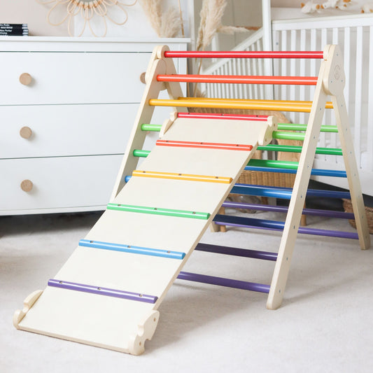 Indoor Foldable Climbing Triangle and Slide, Montessori Toddler Climbing Gym