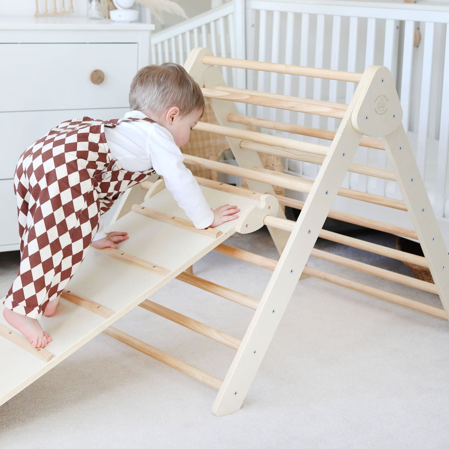 Indoor Foldable Climbing Triangle and Slide, Montessori Toddler Climbing Gym