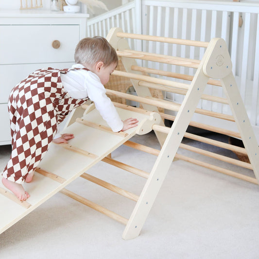 Indoor Foldable Climbing Triangle and Slide, Montessori Toddler Climbing Gym