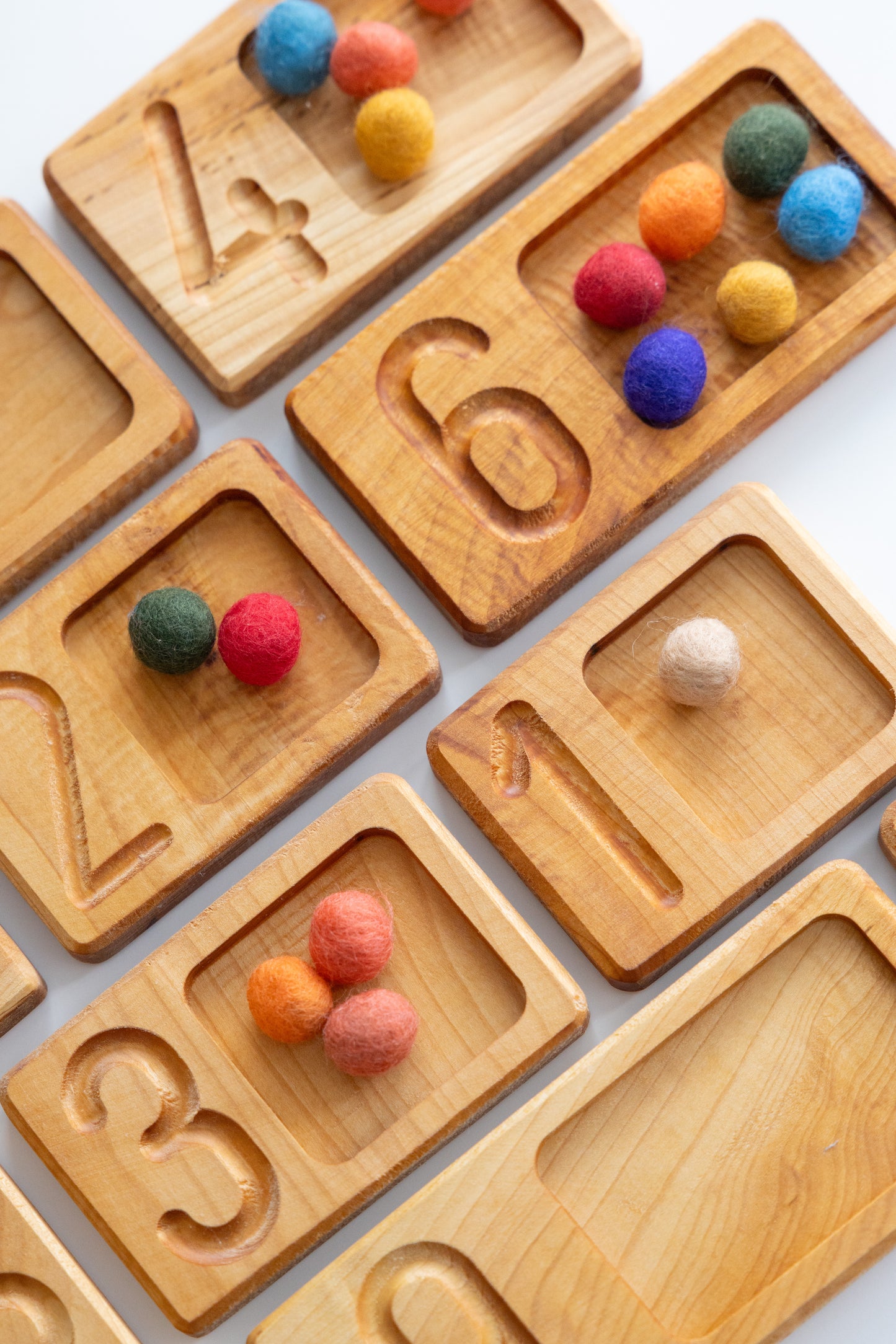 Number Wooden Counting Boards, Maths Number Trays - Equal Size