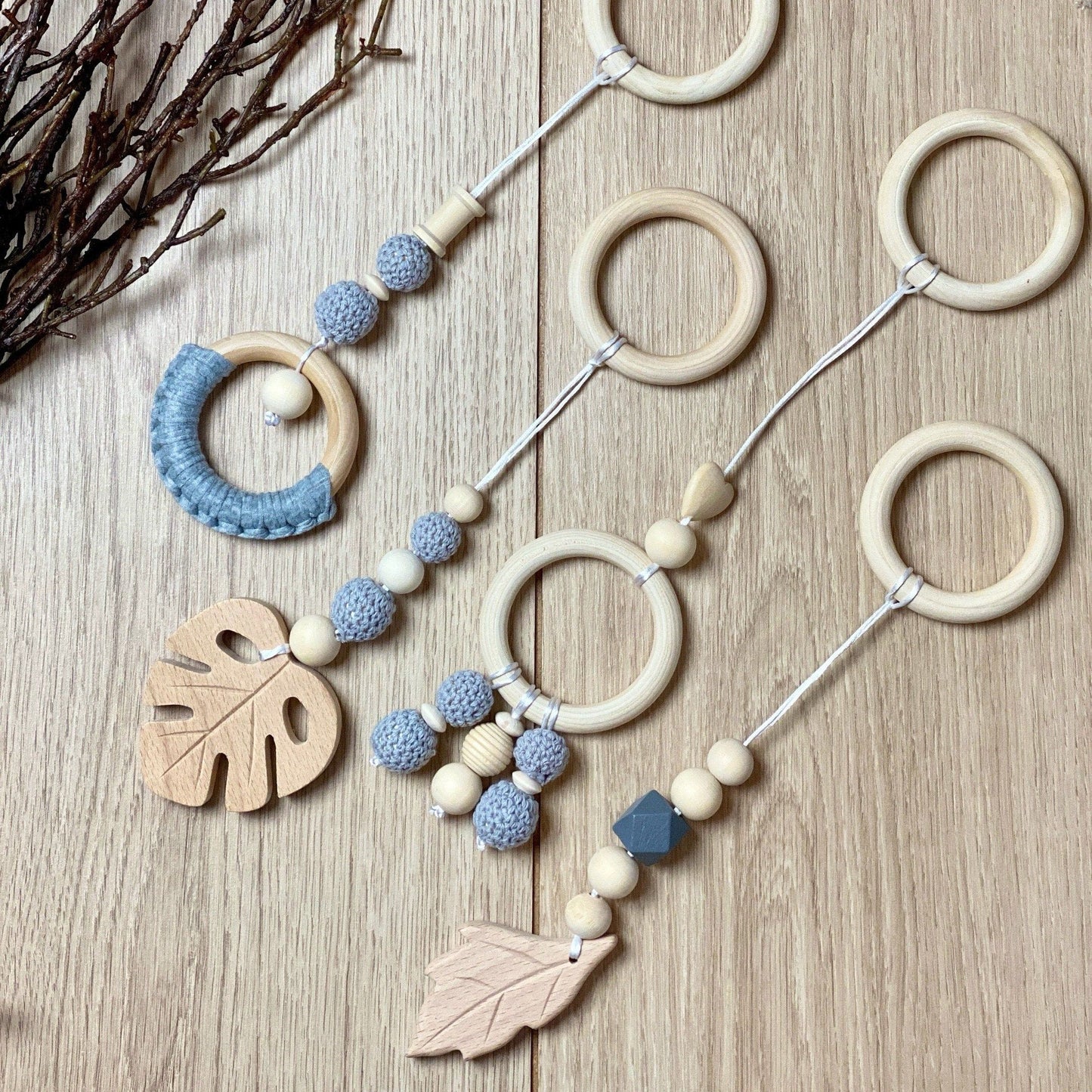 Wooden Baby Play Gym with Hanging Toys