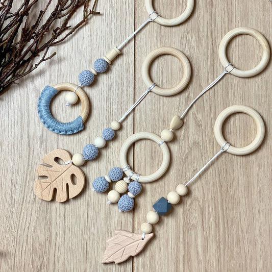 Wooden Baby Play Gym with Hanging Toys