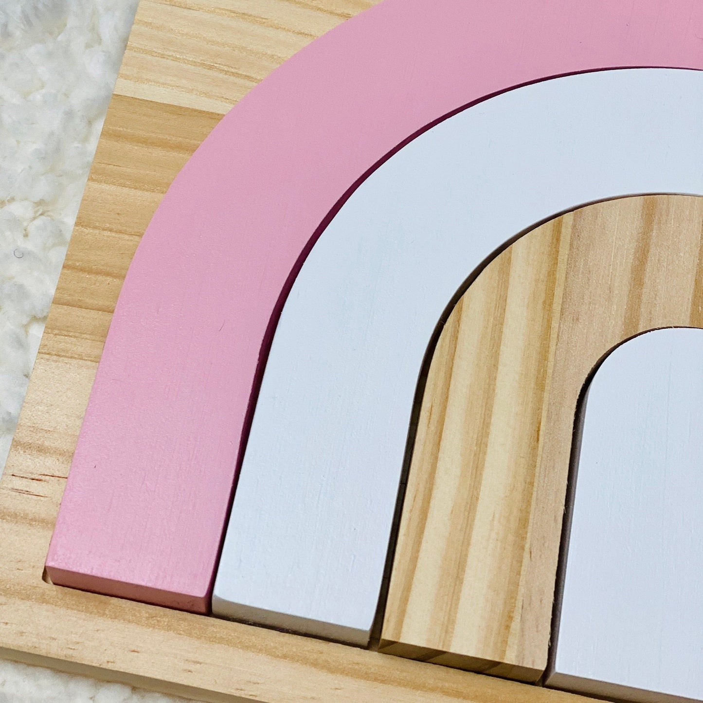 Pink Wooden Rainbow Puzzle Board, Nursery Decor