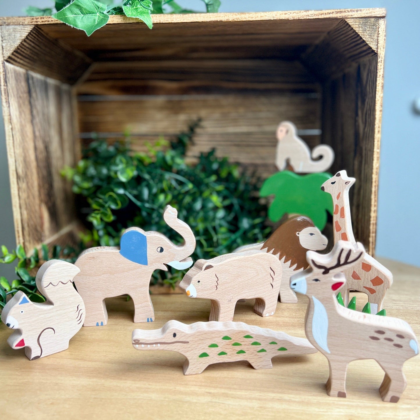 Handmade Wooden Zoo Animals Set