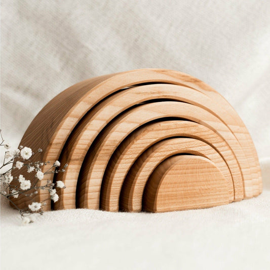 Natural Wooden 6 Piece Rainbow Stacker Arch, Nursery & Playroom Decor