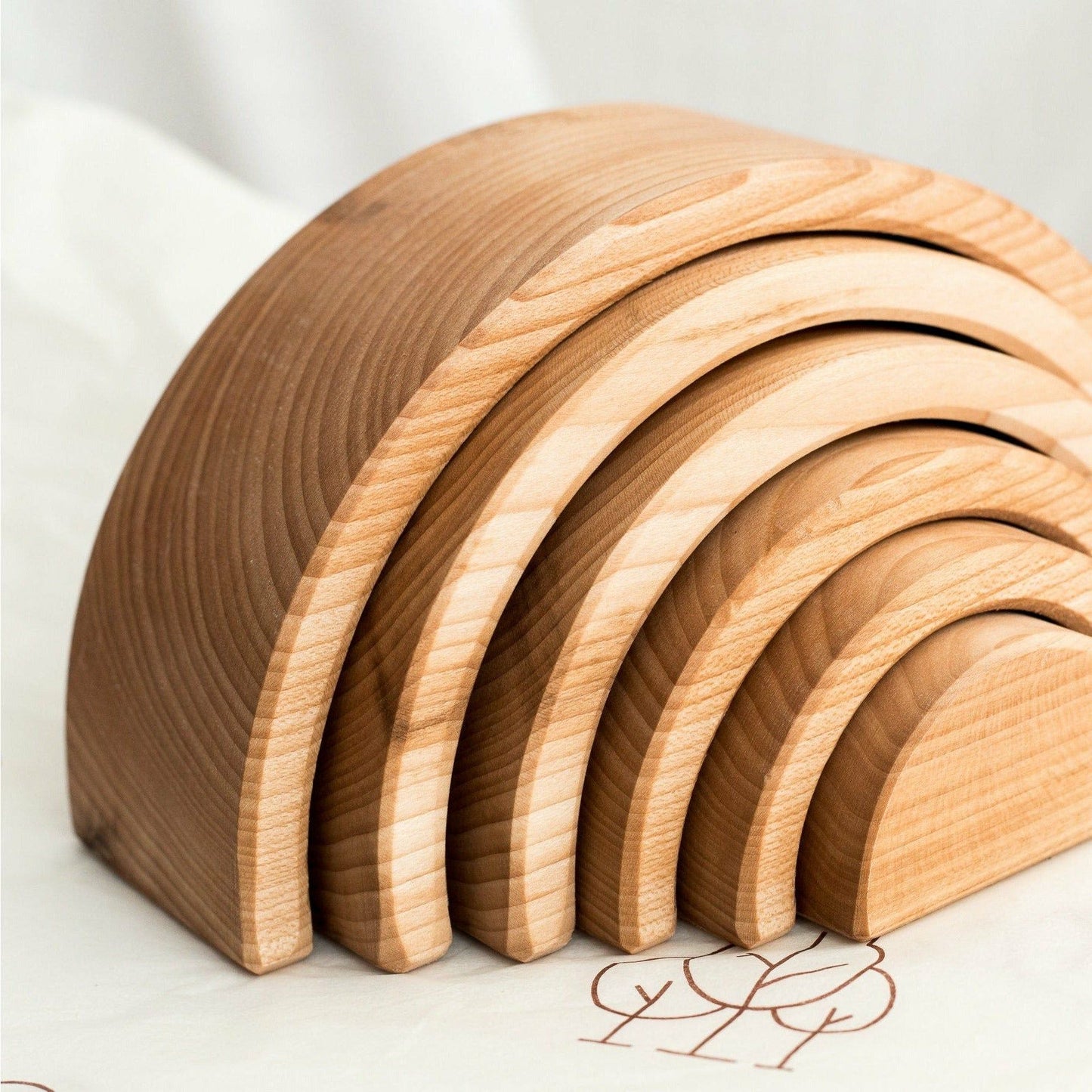 Natural Wooden 6 Piece Rainbow Stacker Arch, Nursery & Playroom Decor