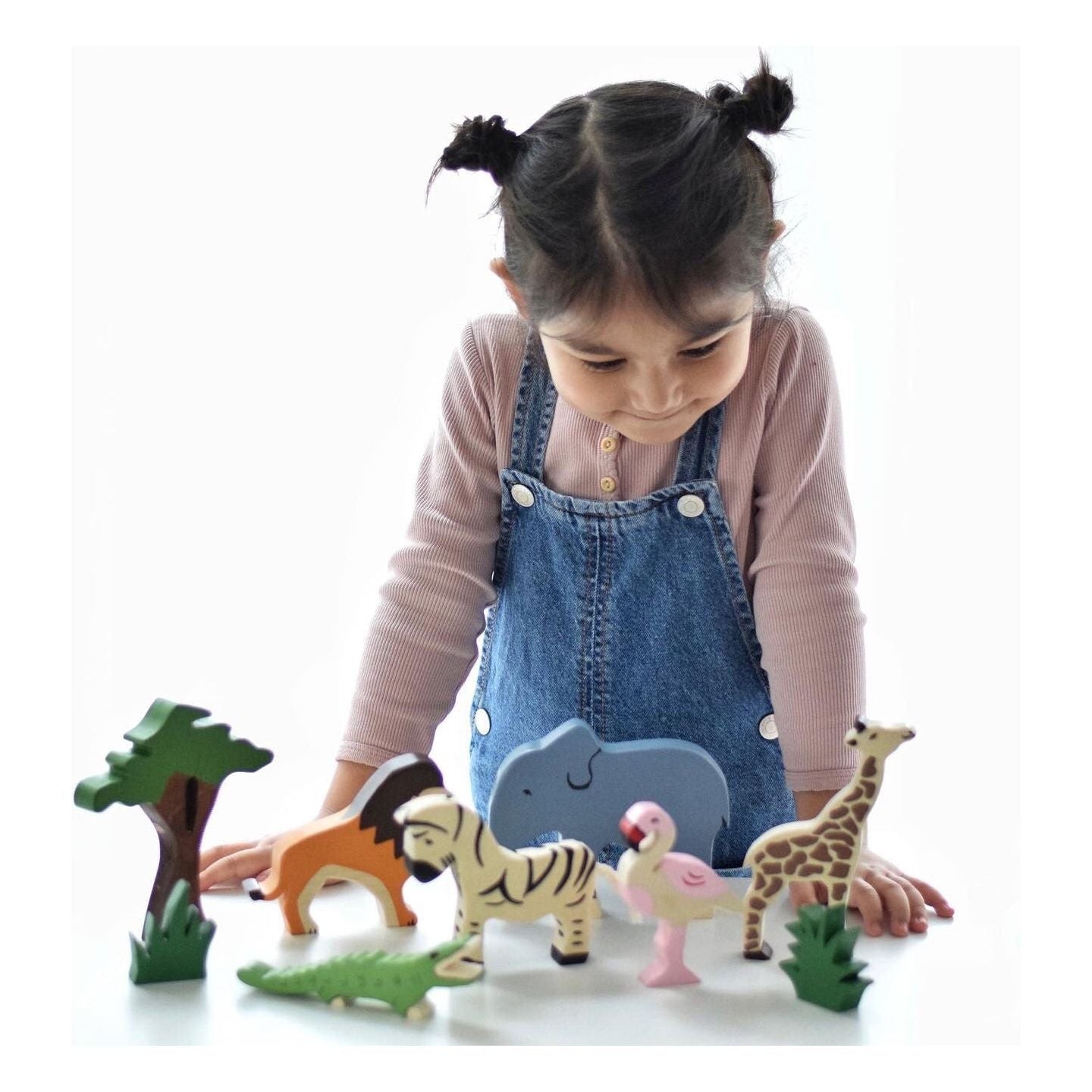 Handmade Wooden Safari Animals Set
