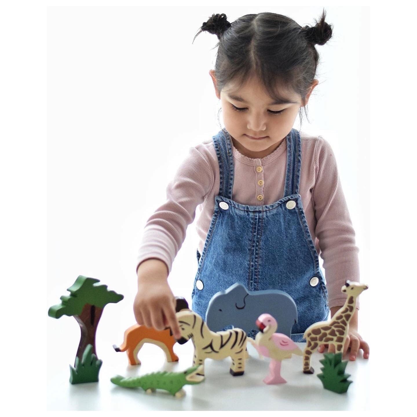 Handmade Wooden Safari Animals Set