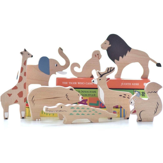 Handmade Wooden Zoo Animals Set
