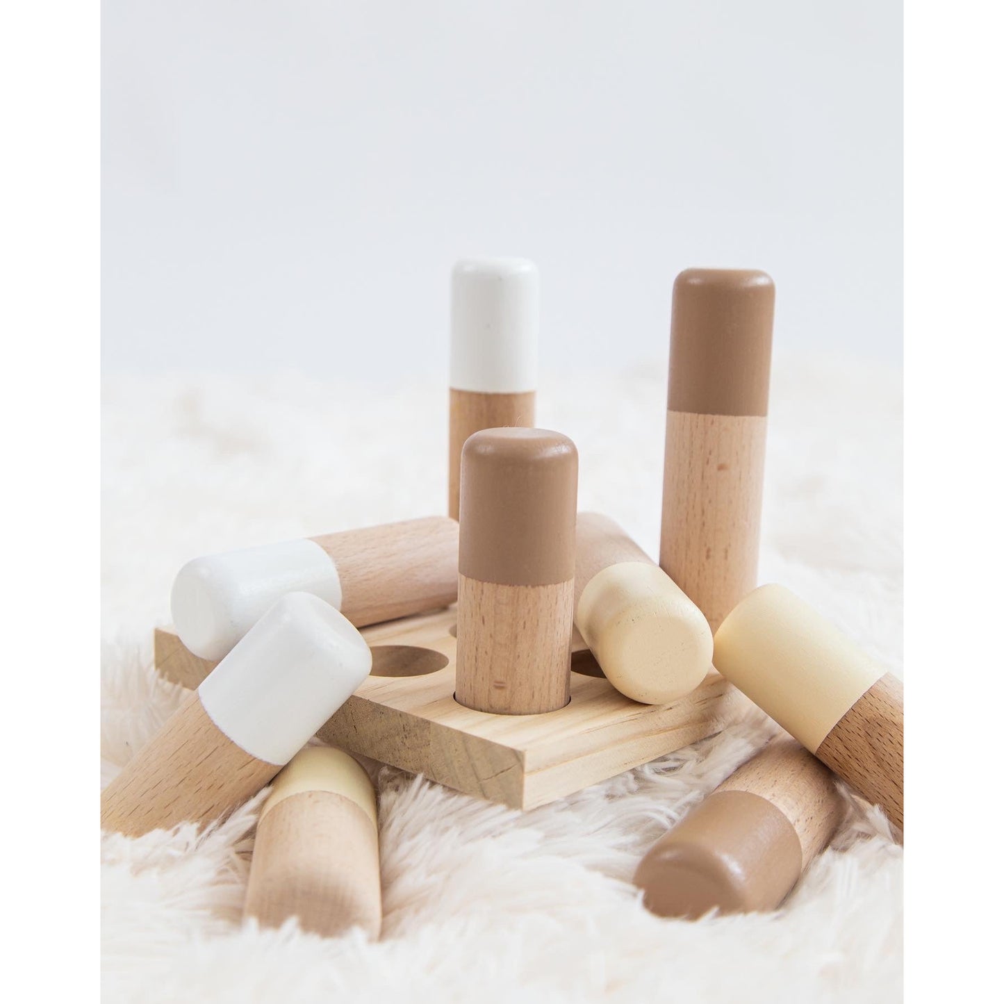 Sand Wooden Stacking Pyramid & Peg Board Sorter
