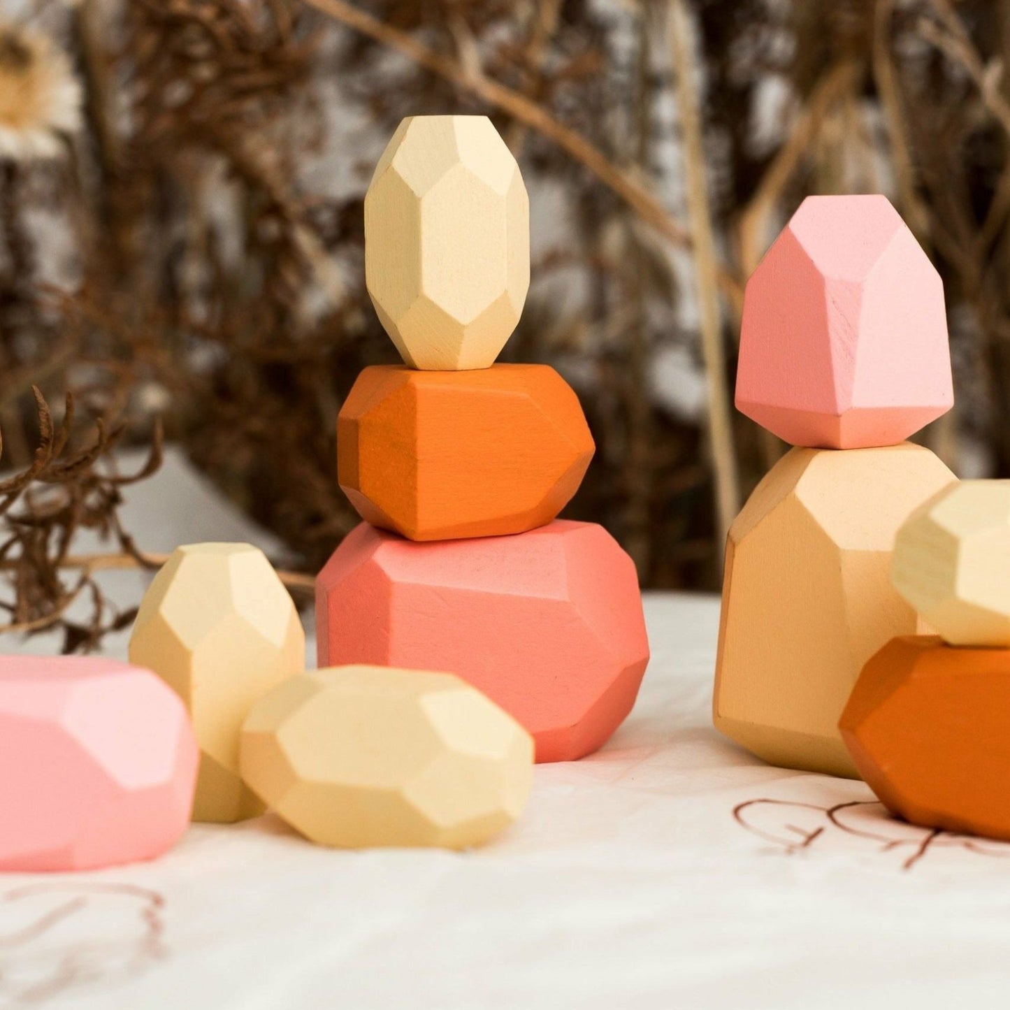 Jewel Coloured Wooden Stacking Stones