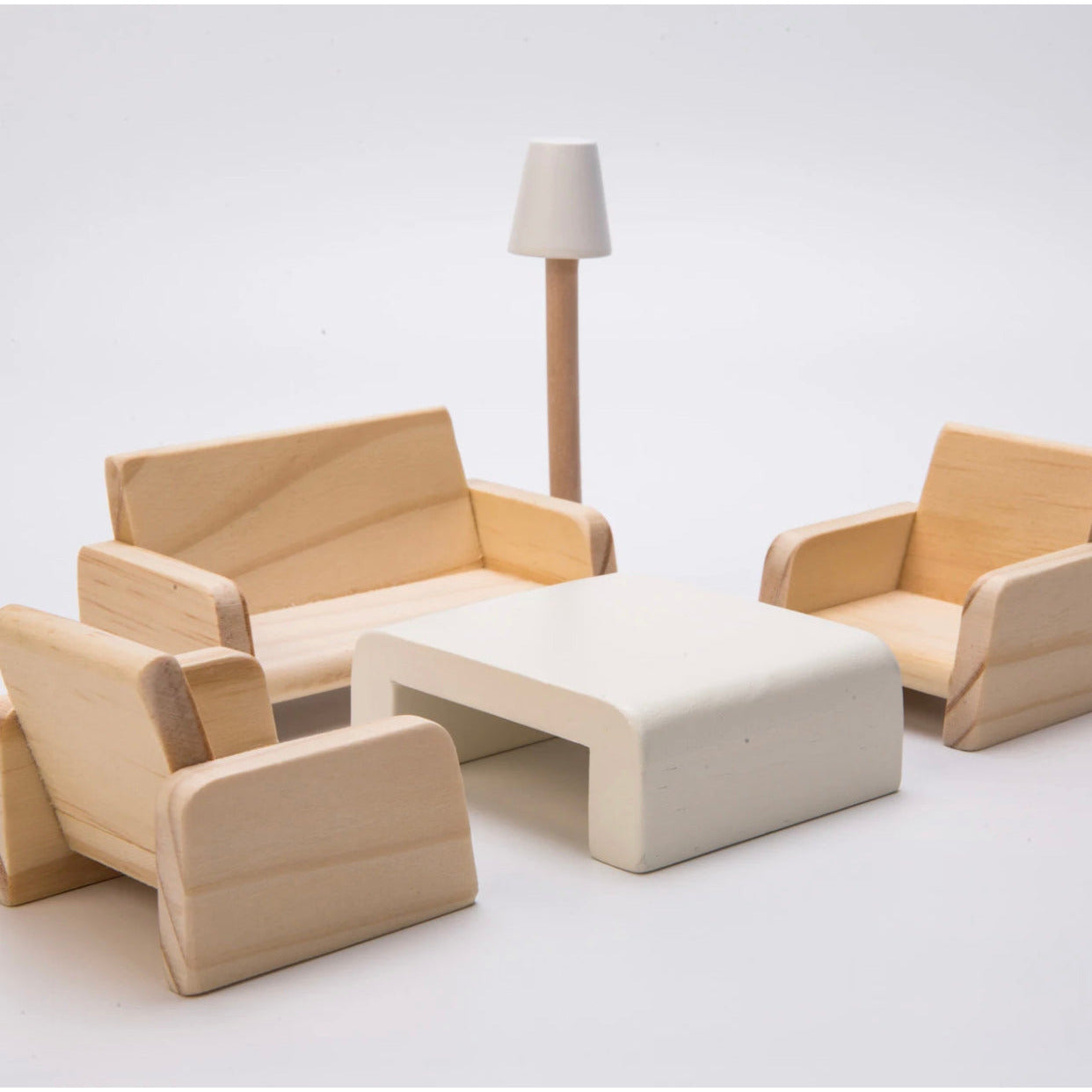 Grey Wooden Open Doll House and Furniture