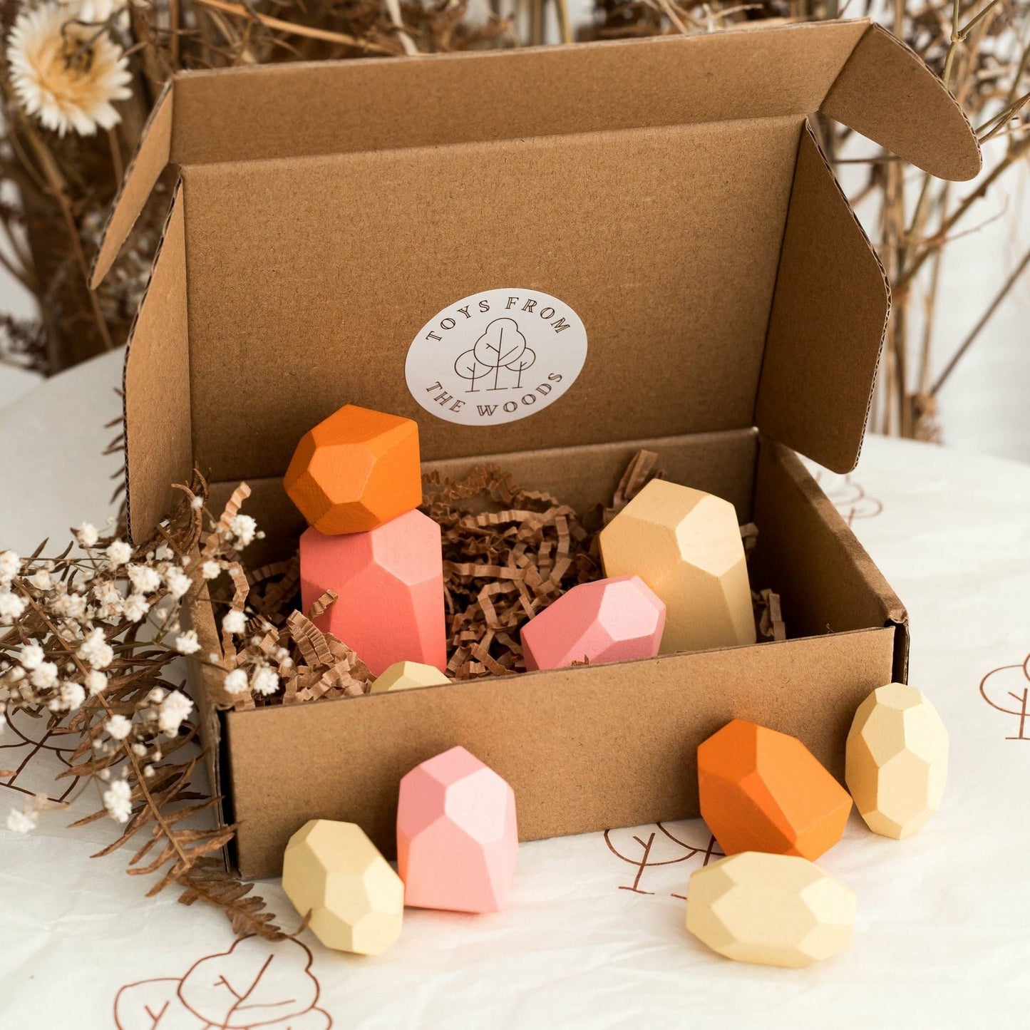 Jewel Coloured Wooden Stacking Stones
