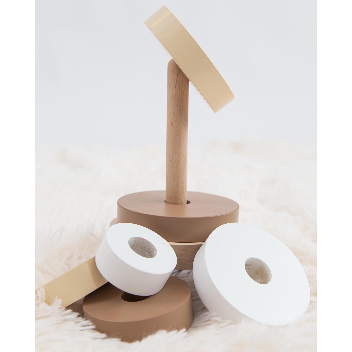 Sand Wooden Stacking Pyramid & Peg Board Sorter