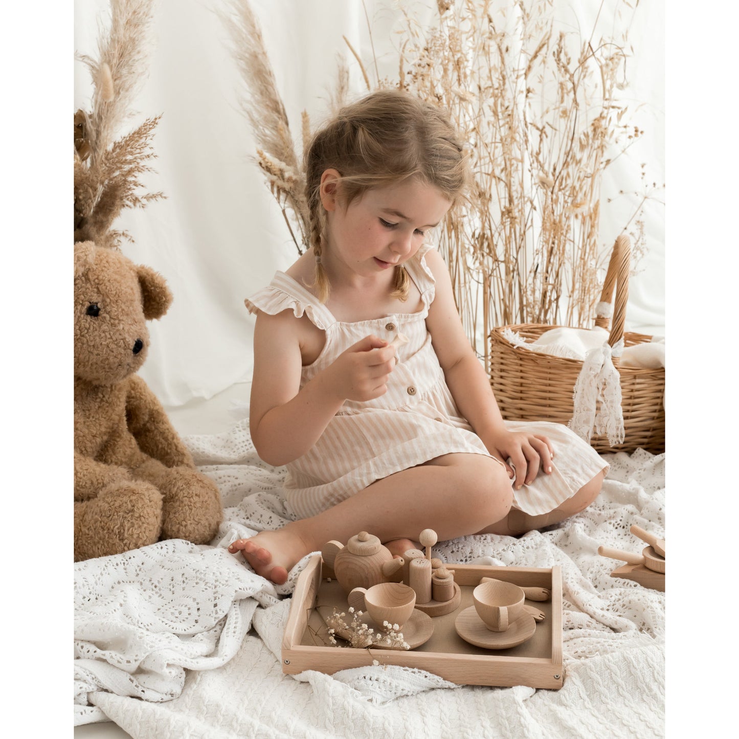 Wooden Play Tea Party / Cooking Set