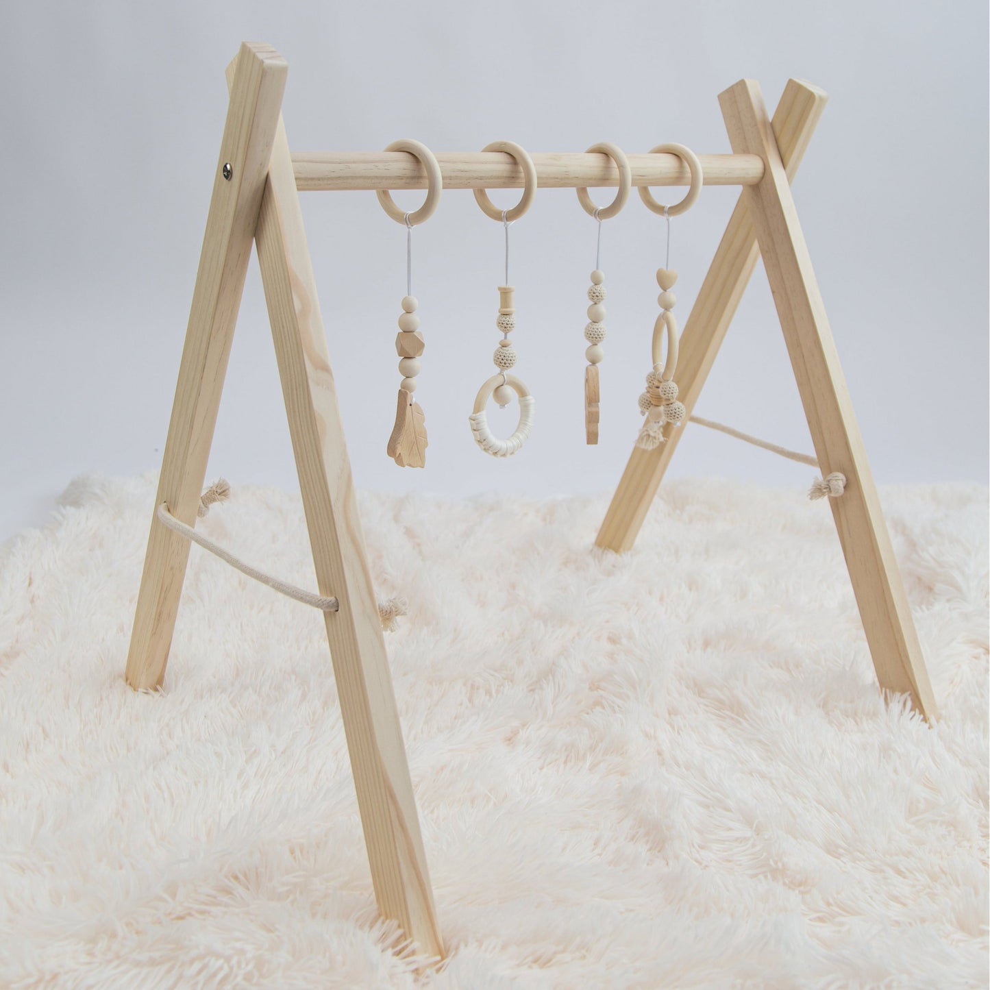 Wooden Baby Play Gym with Hanging Toys