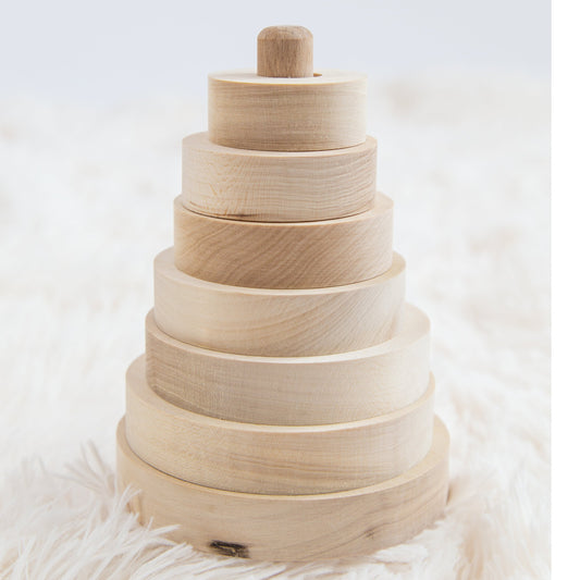 Natural Wooden Stacking Pyramid & Peg Board Sorter