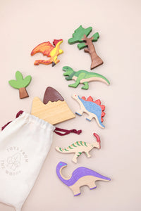 Handmade Wooden Dinosaurs Play Set