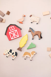 Handmade Wooden Farm Animals Set