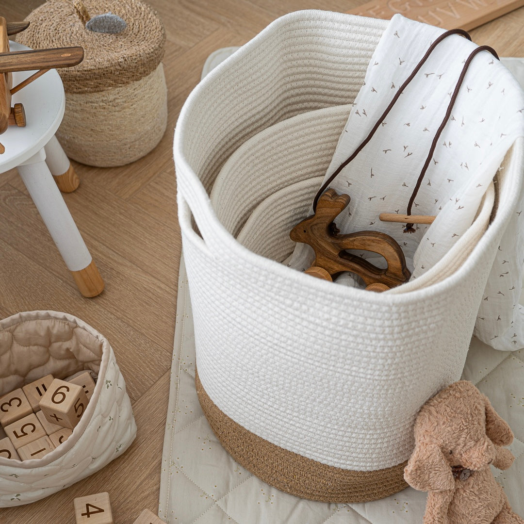 Set of 3 Large Cotton Rope Baskets for Toy Storage and Nursery Decor