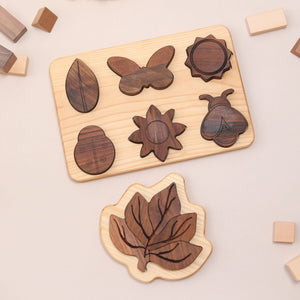 6 Piece Wooden Natural Life Puzzle Board, First Beginner Puzzle