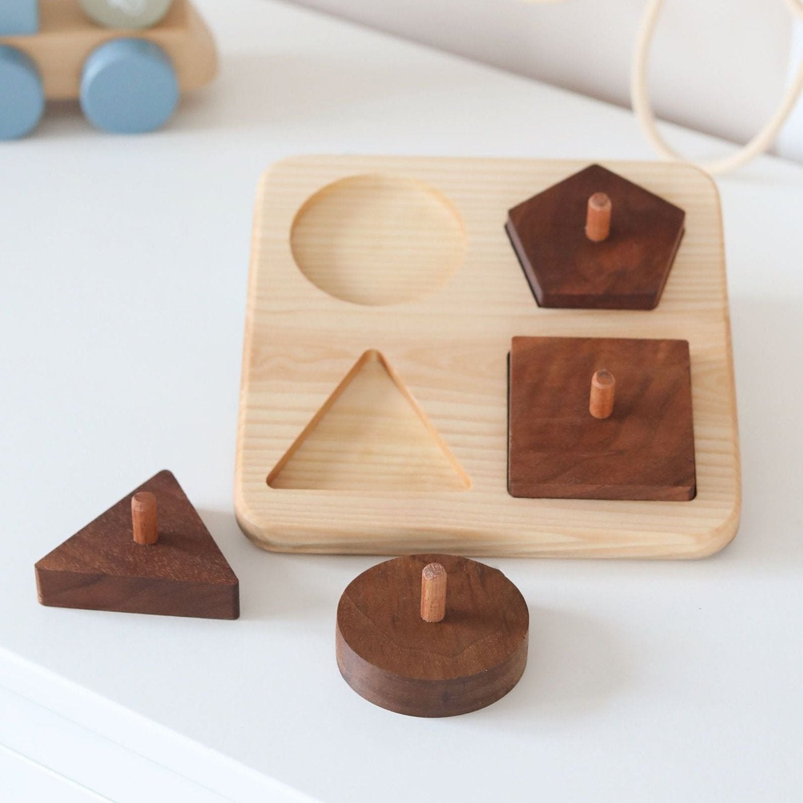 4 Piece Peg Wooden First Shape Puzzle