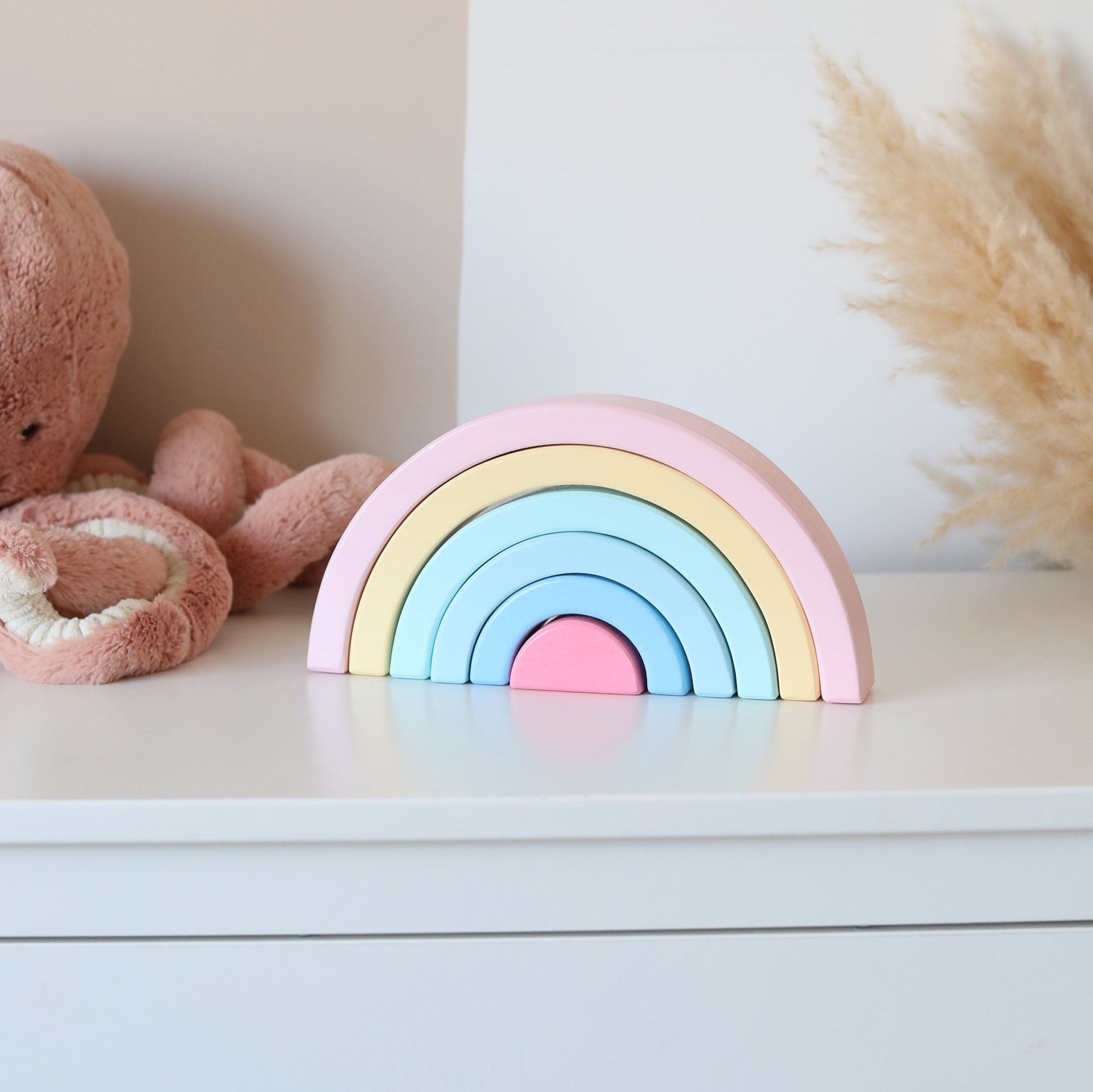 Wooden 6 Piece Bright Rainbow Stacker, Nursery Décor