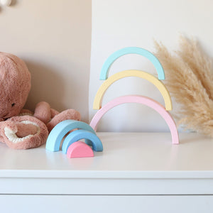 Wooden Pastel 6 Piece Rainbow Stacker, Nursery Décor