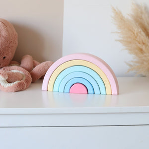 Wooden Pastel 6 Piece Rainbow Stacker, Nursery Décor