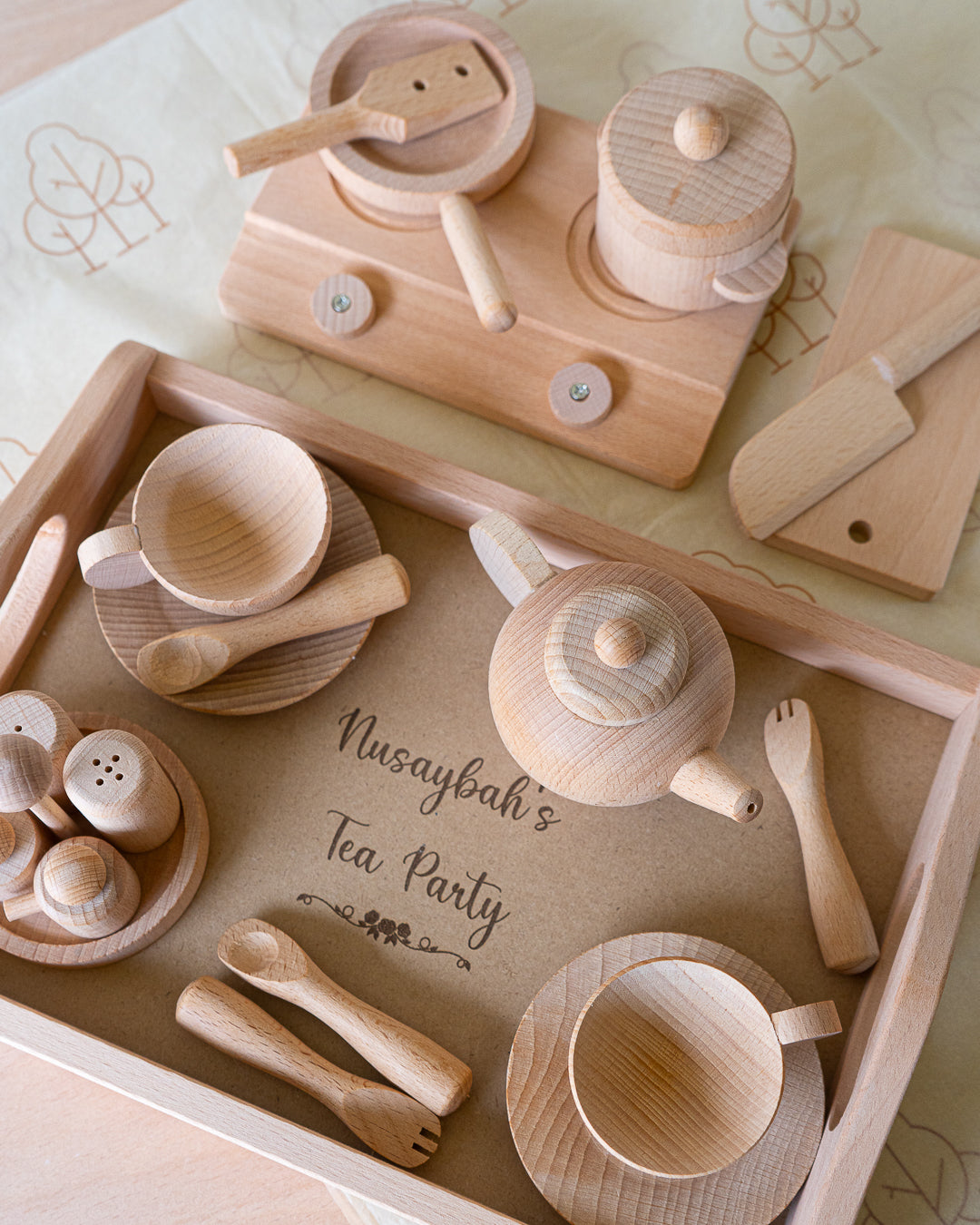 Wooden Play Tea Party / Cooking Set