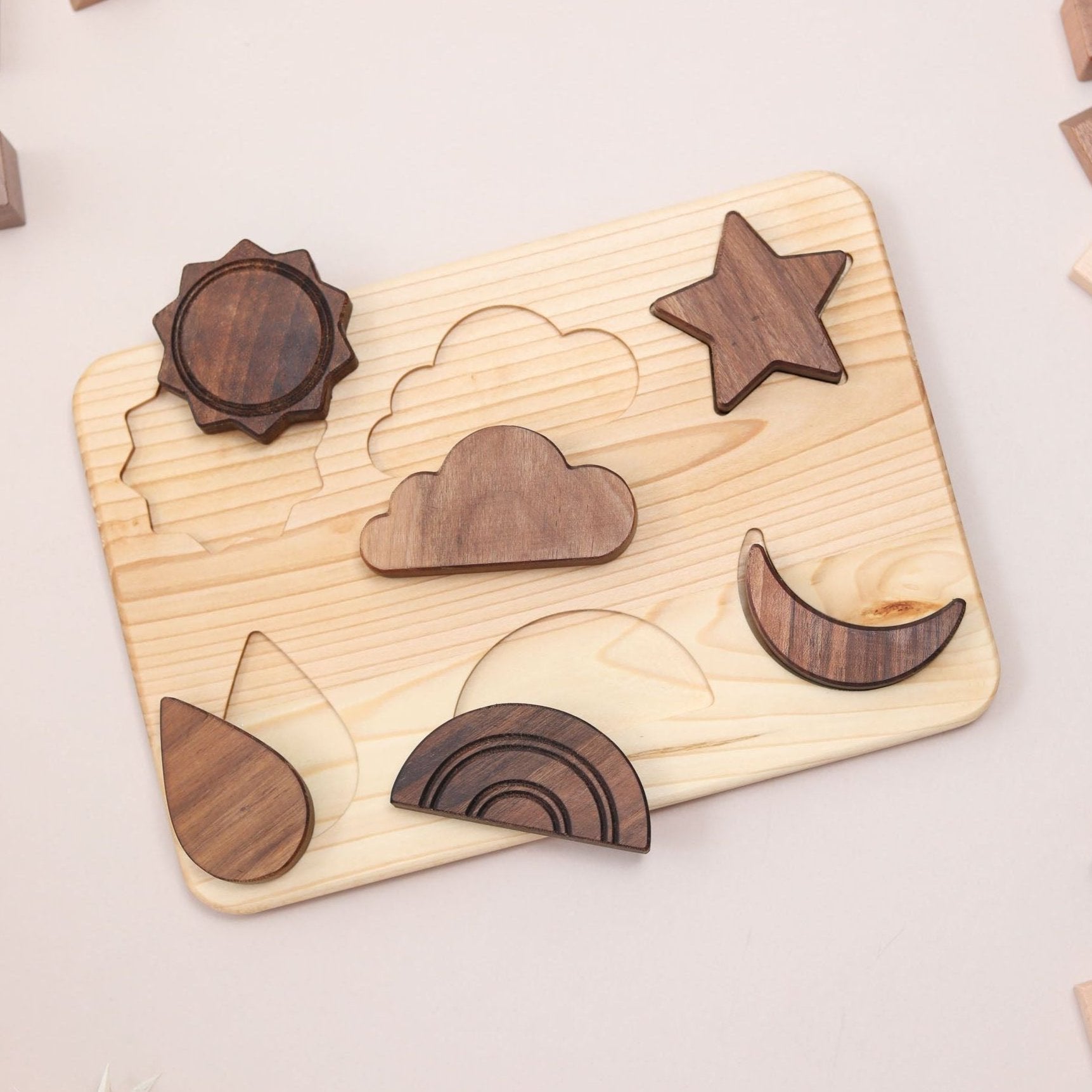 6 Piece Beginner Wooden Weather Puzzle Board