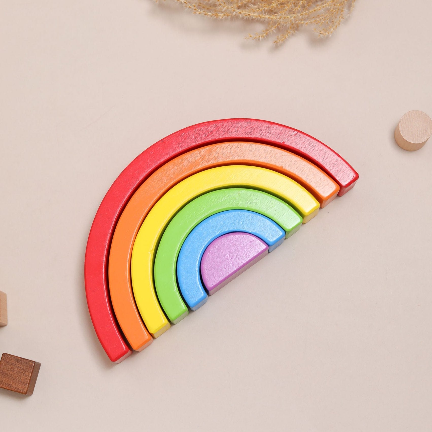 Wooden 6 Piece Bright Rainbow Stacker, Nursery Décor