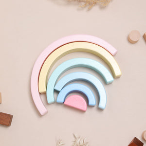 Wooden Pastel 6 Piece Rainbow Stacker, Nursery Décor