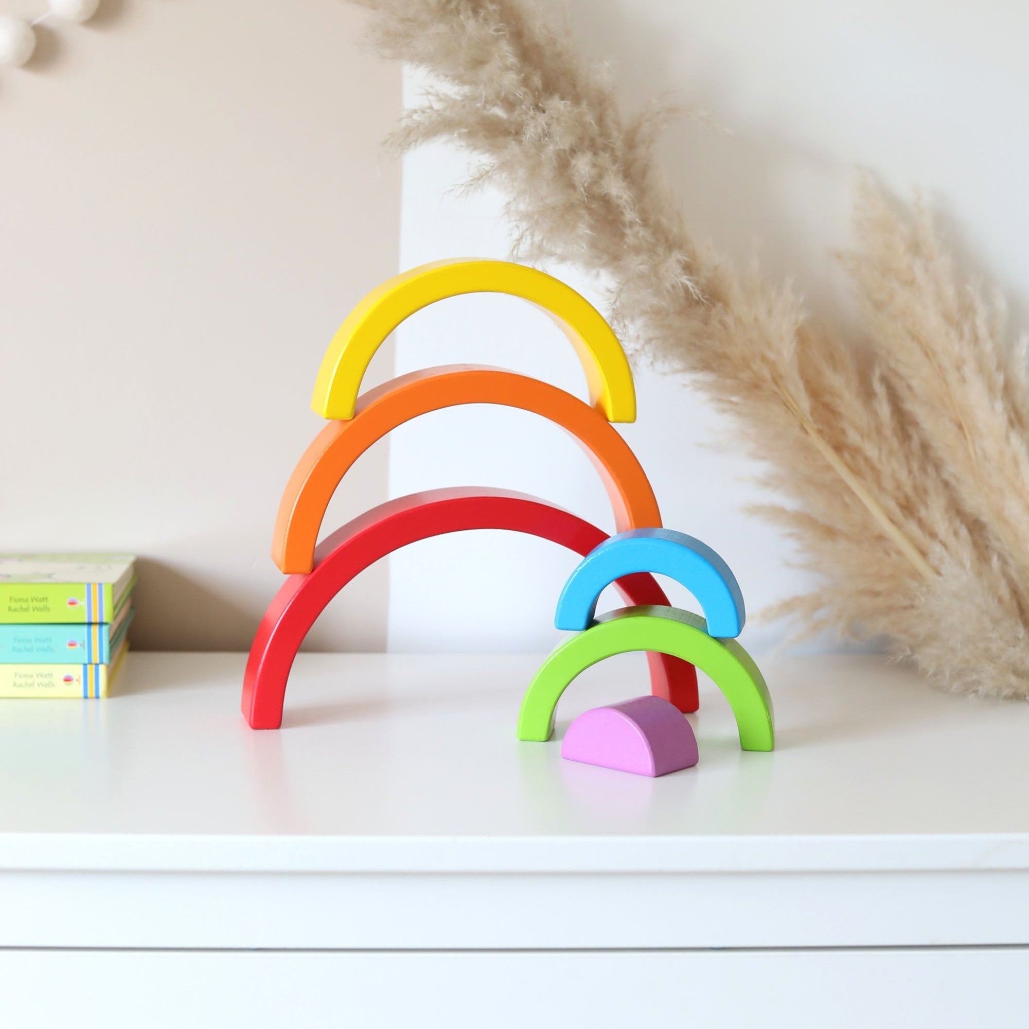 Wooden 6 Piece Bright Rainbow Stacker, Nursery Décor