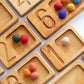 Number Wooden Counting Boards, Maths Number Trays - Equal Size