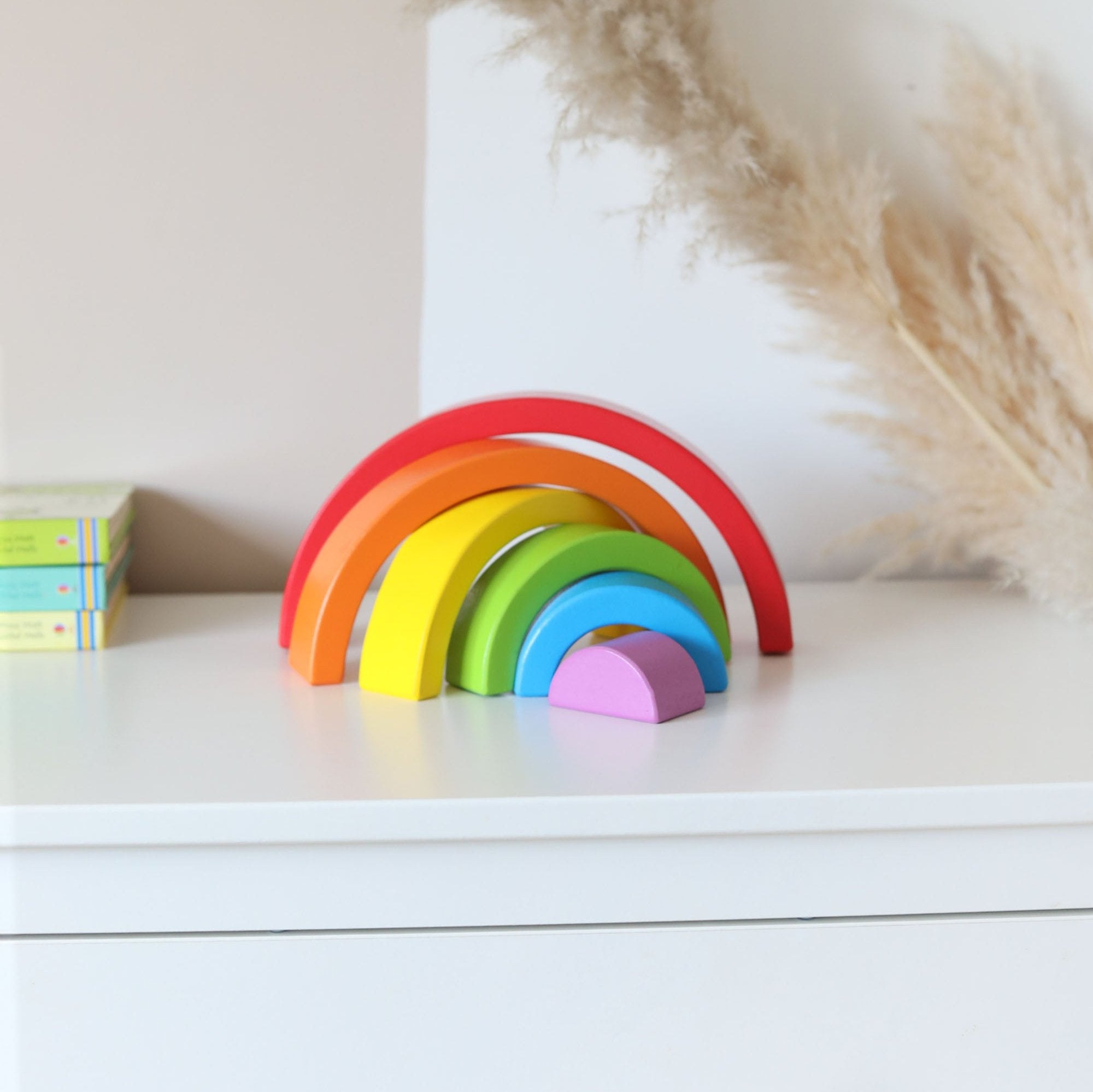 Wooden Pastel 6 Piece Rainbow Stacker, Nursery Décor