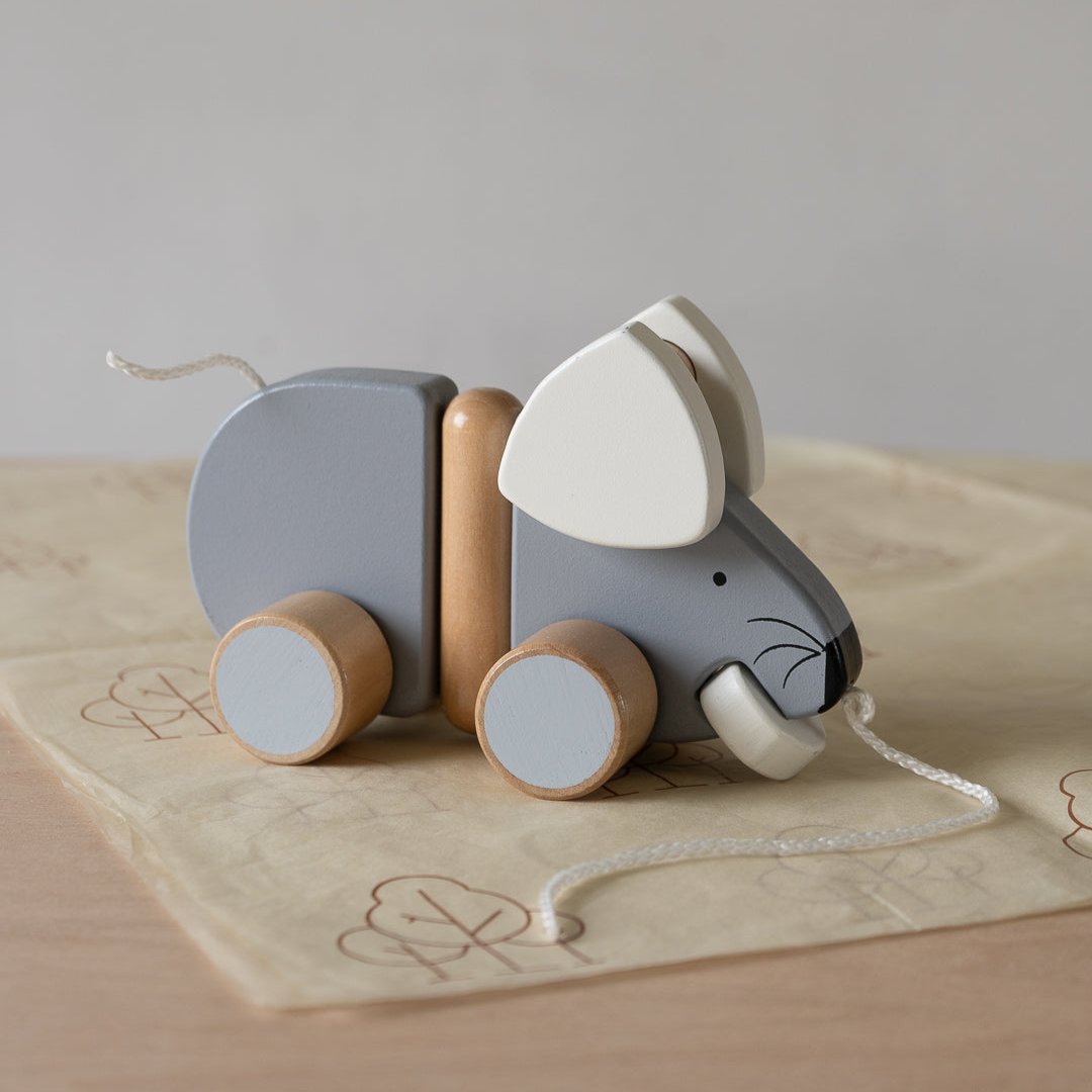 Wooden Grey Pull Along Mouse