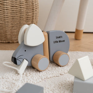 Wooden Grey Pull Along Mouse