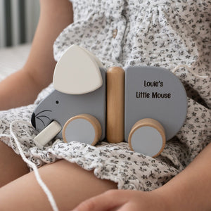 Wooden Grey Pull Along Mouse