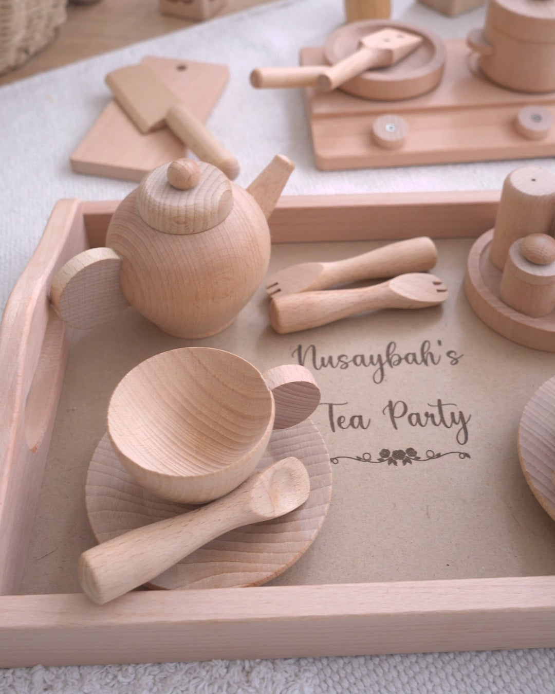 Wooden Play Tea Party / Cooking Set