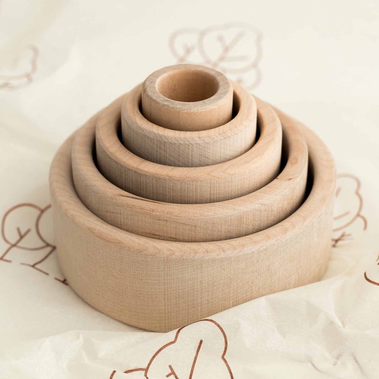 Baby Stacking Bowls, Wooden Stacking / Nesting Cups,