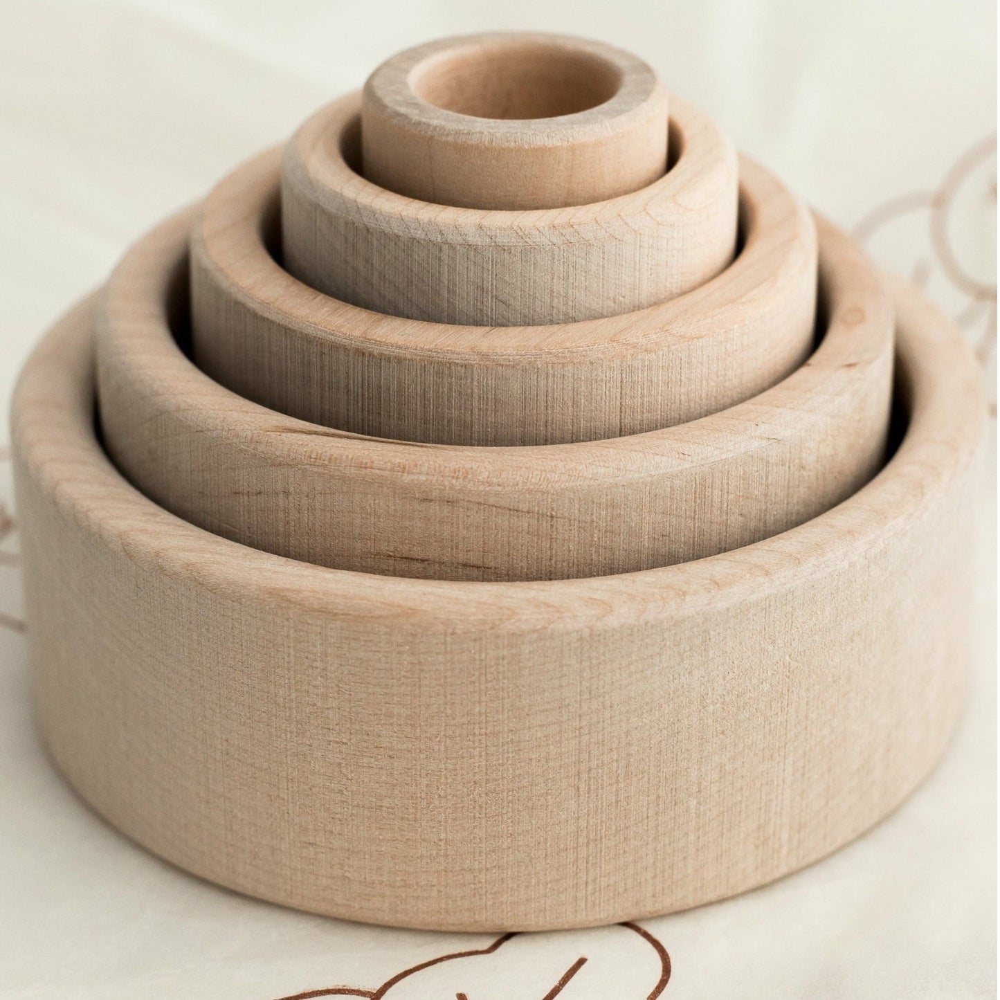 Baby Stacking Bowls, Wooden Stacking / Nesting Cups,
