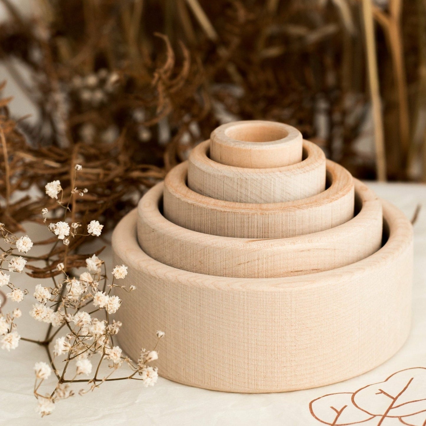 Baby Stacking Bowls, Wooden Stacking / Nesting Cups,