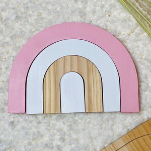 Natural Wooden Rainbow Puzzle Board, Nursery Decor