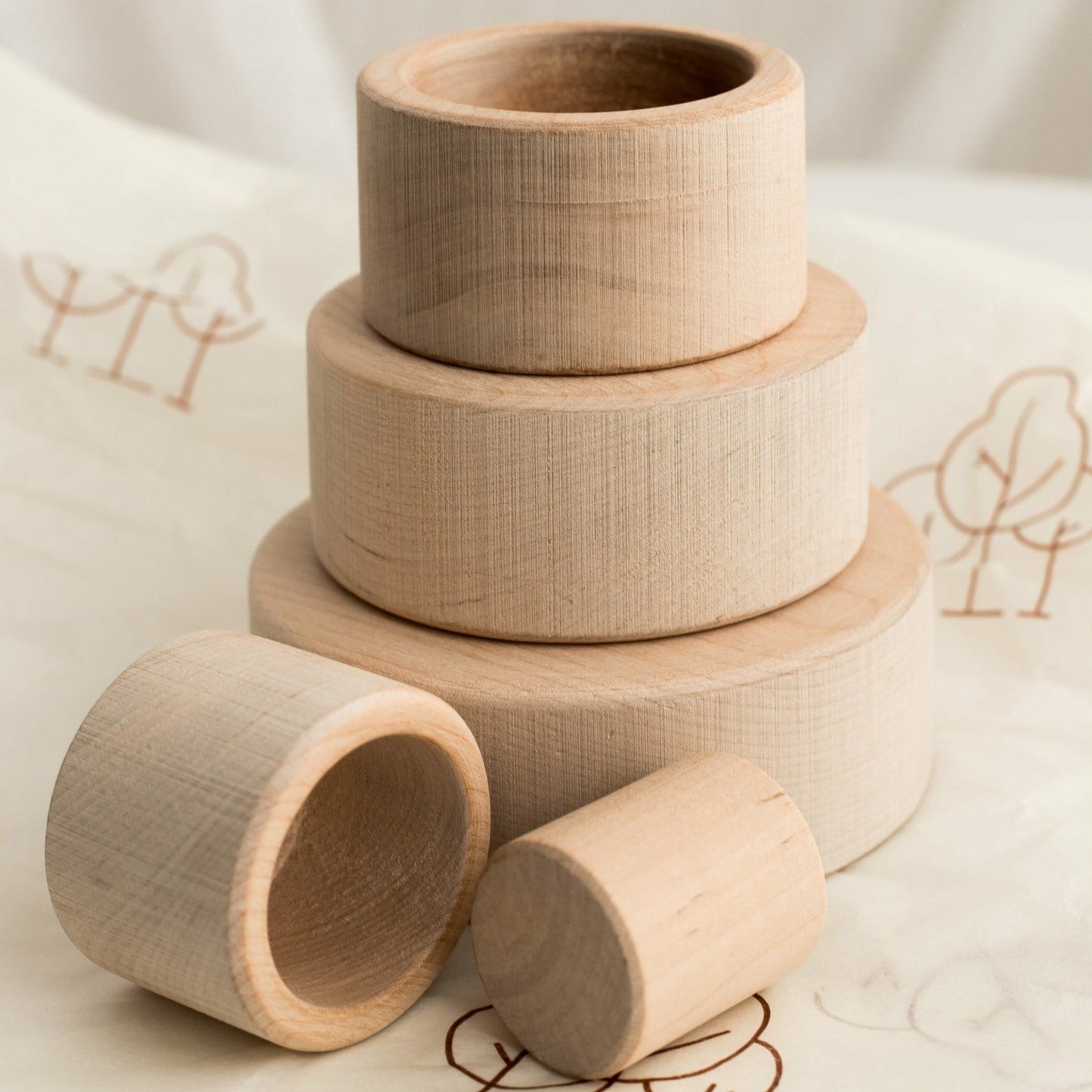 Baby Stacking Bowls, Wooden Stacking / Nesting Cups,