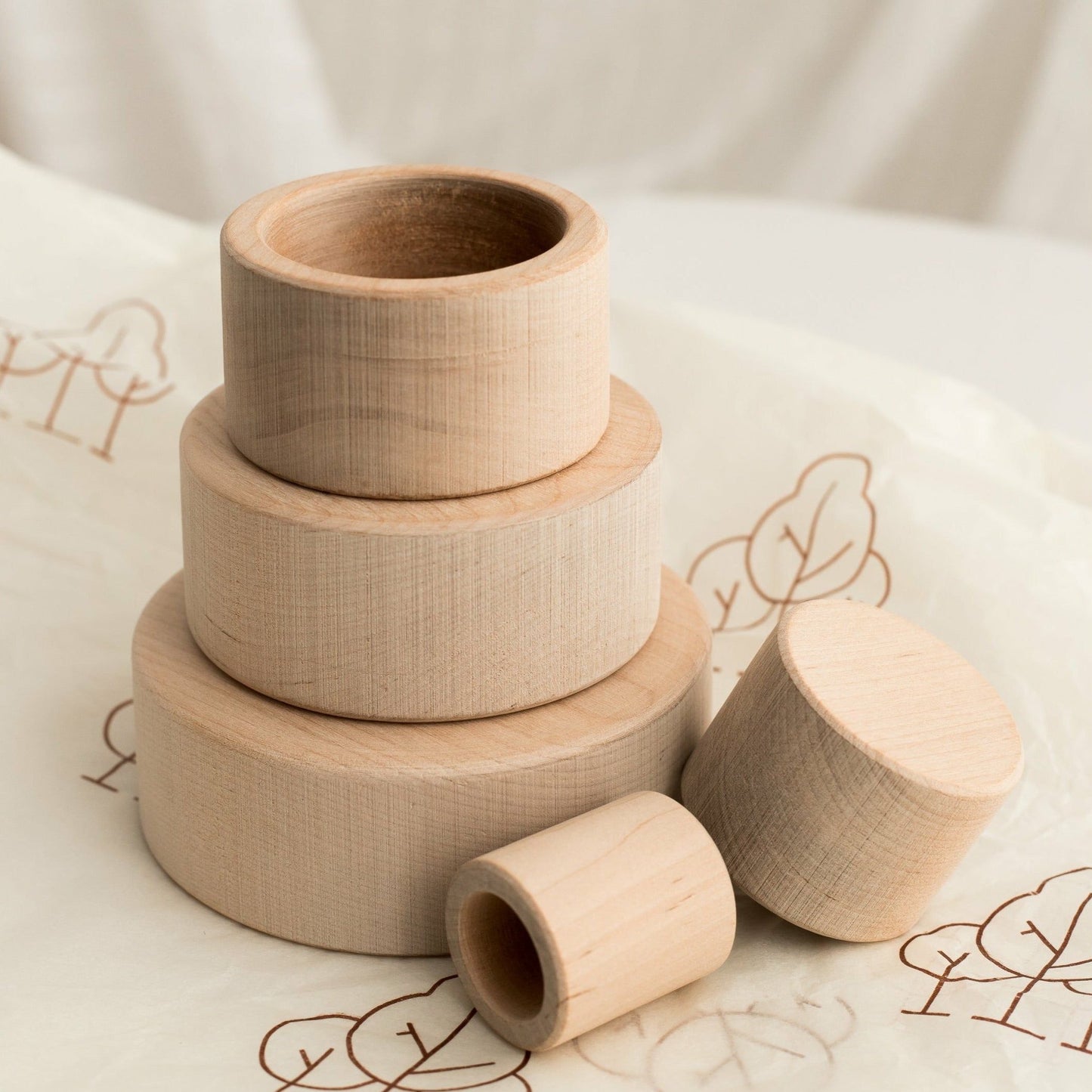 Baby Stacking Bowls, Wooden Stacking / Nesting Cups,