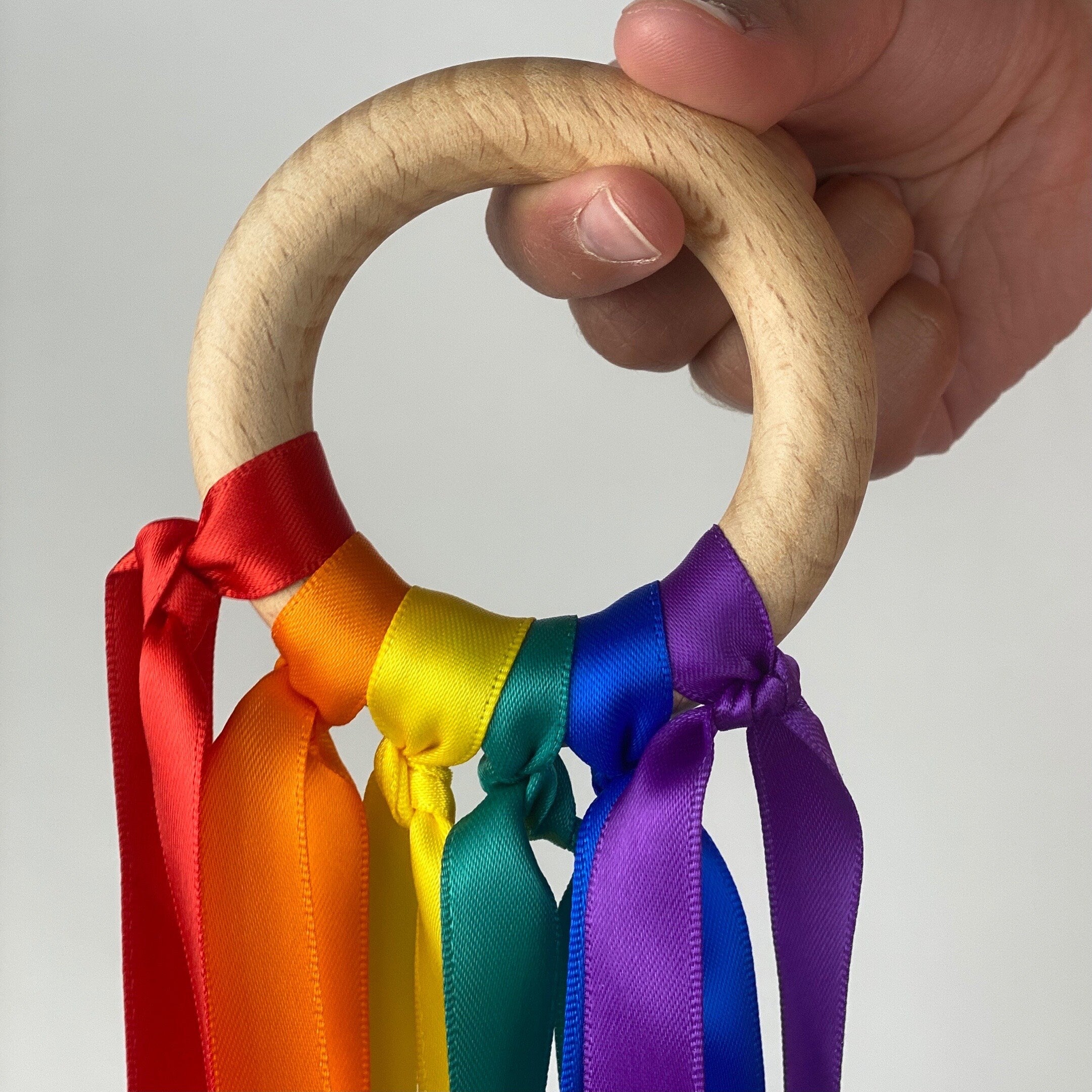 Rainbow Sensory Ribbon Ring, Hand Kite
